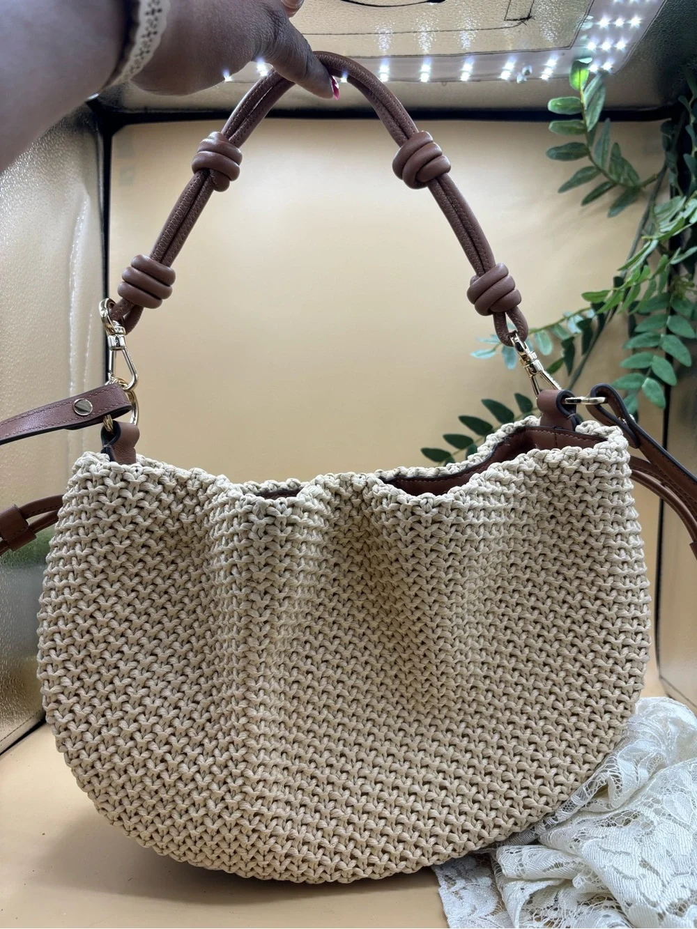 Kate Spade New York Pinch Straw Crossbody Bag